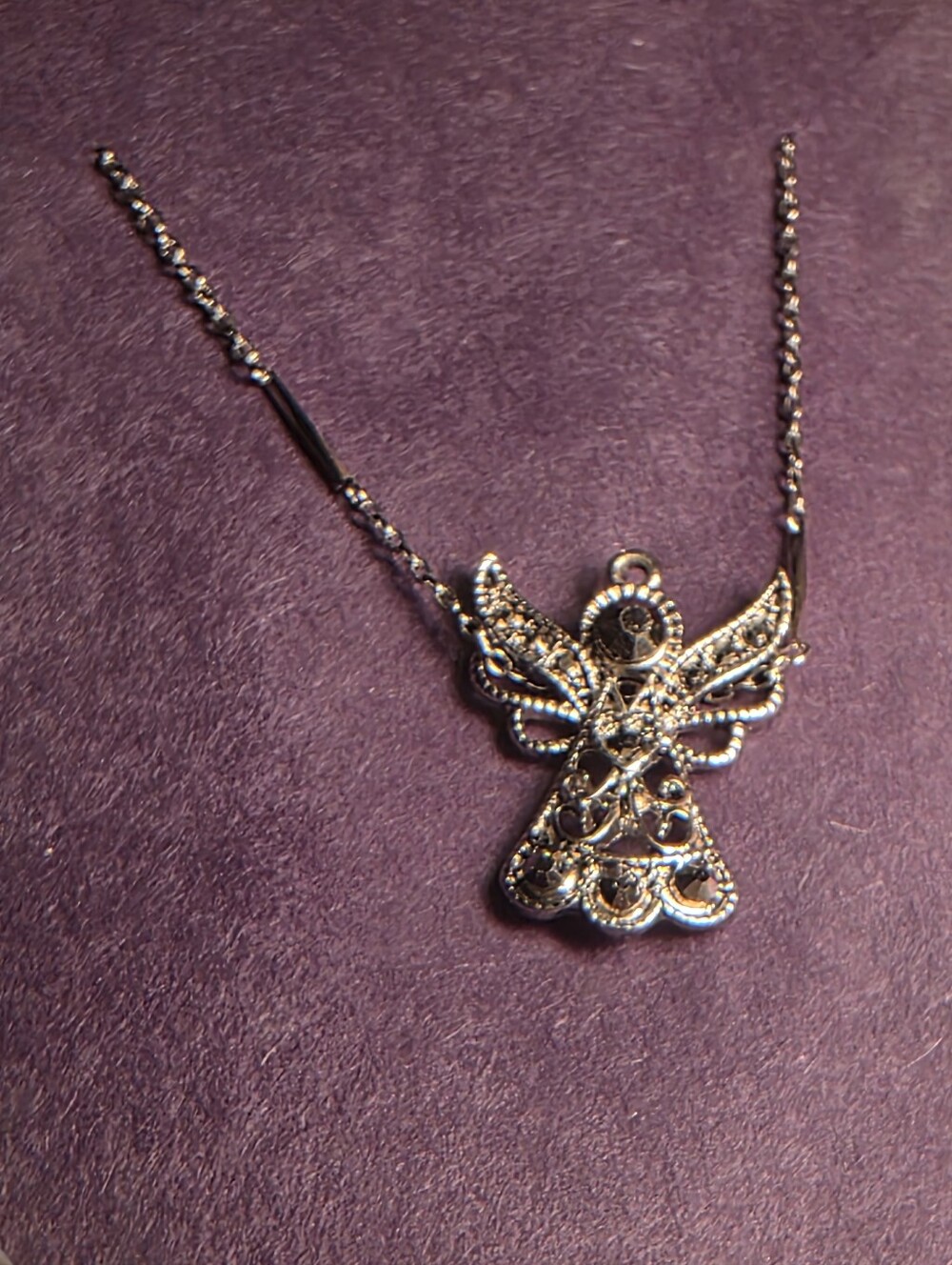 Delicate Silver Angel Pendant Necklace